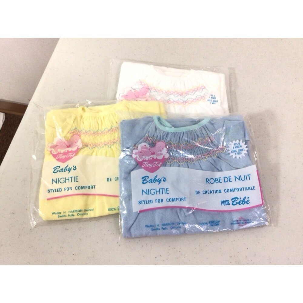 Vintage Tiny Tot Baby Girl Night Gowns New Lot of 3